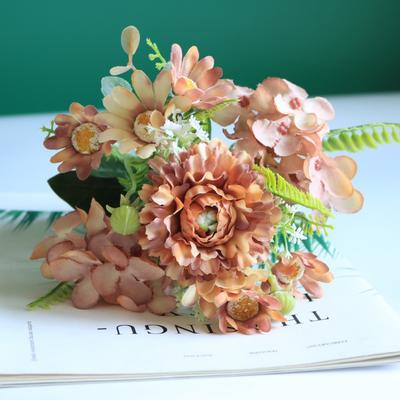 2 Pcs Artificial Flowers Silk Daisy Fake Carnations Silk Hydrangea Bouquet Decor Plastic Realistic Flower Arrangements for Home Party Wedding Decor