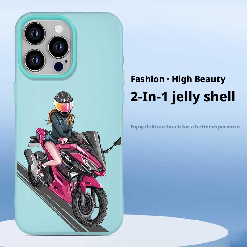

Motercycle Jelly 2-in-1 Phone Case For iPhone 17 Pro Max Air 16 16e 15 14 13 12 11 Pro Max Plus X XS MAX XR Back Cover iPhone X