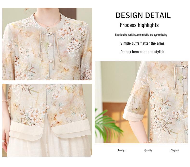 2026 Summer Chiffon Cardigan: Stylish Short-Sleeved Shirt for Middle-Aged and Elderly Women