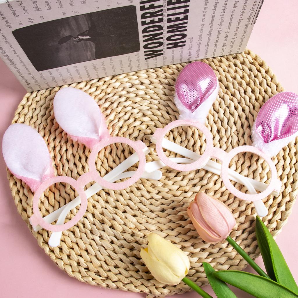1/2pcs Pink Sequin Rabbit Ear Glasses Frames Easter Mask Prom Bunny Glasses Frames Birthday Party Funny Photo Props Kids Gift