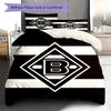 Gladbach Club Logo Black White Horizontal Stripe Print 3 Pieces Duvet Cover Set Soccer Fan Bedding Bedroom Home Decor Without Pillow Core