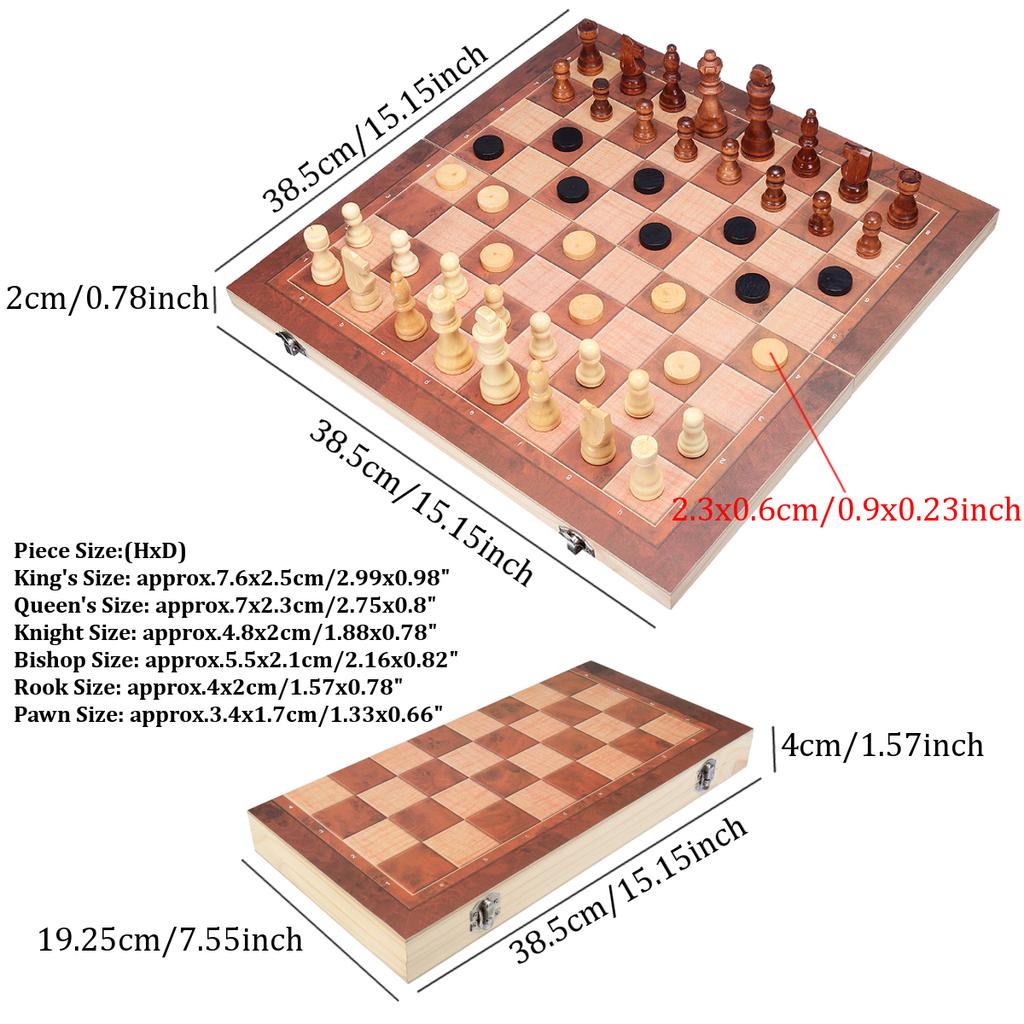 Buy Folding Chessboard 3 IN 1 Wooden Chess Set - Hand Crafted Board  Portable Box Set at affordable prices — free shipping, real reviews with  photos — Joom