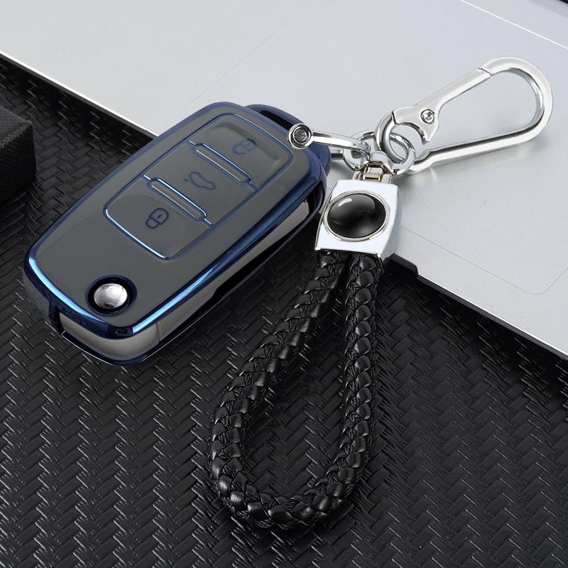 TPU Car Flip Key Cover Case Shell Protector Box Fob For Volkswagen VW Polo Bora Beetle Tiguan Passat B5 B6 B7 Golf EOS Scirocco