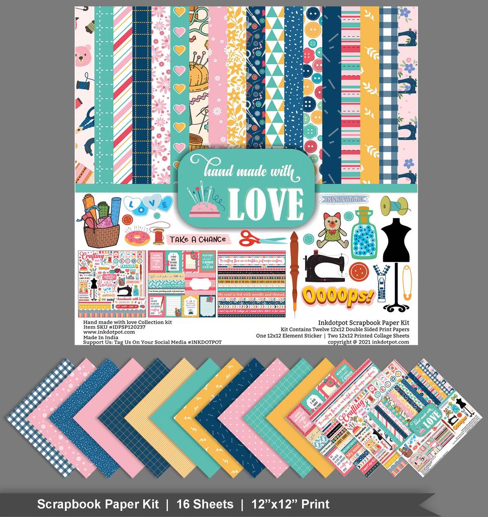 Inkdotpot Handmade With Love, Sewing Craft Collection, doppelseitiges Scrapbook-Papier-Set, Karton, 30,5 x 30,5 cm, 16 Seiten