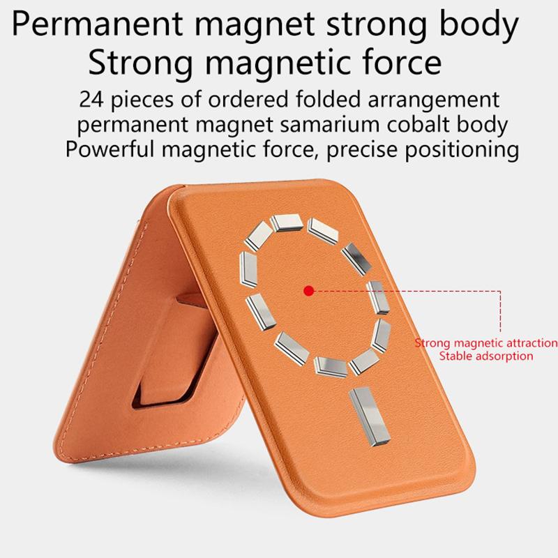 Magnetic For Magsafe Leather Wallet Card Holder For Iphone 16 15 14 13 Pro Max Hide Phone Stand Bank Id Card Holder Pocket Cover