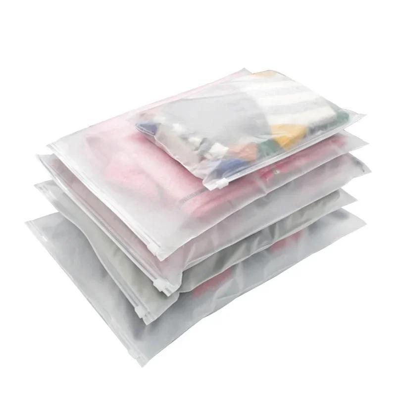 5pcs Plastic Repeatable Zipper Bag Make Up Cosmetic Travel Storage Bag Organizador Shoes Bag Waterproof Cloth Storage Organizer
