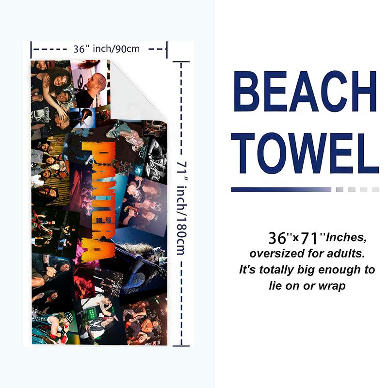 Pantera Band Print Beach Towel, Large Soft Quick Dry Towel for Beach Camping Swimming