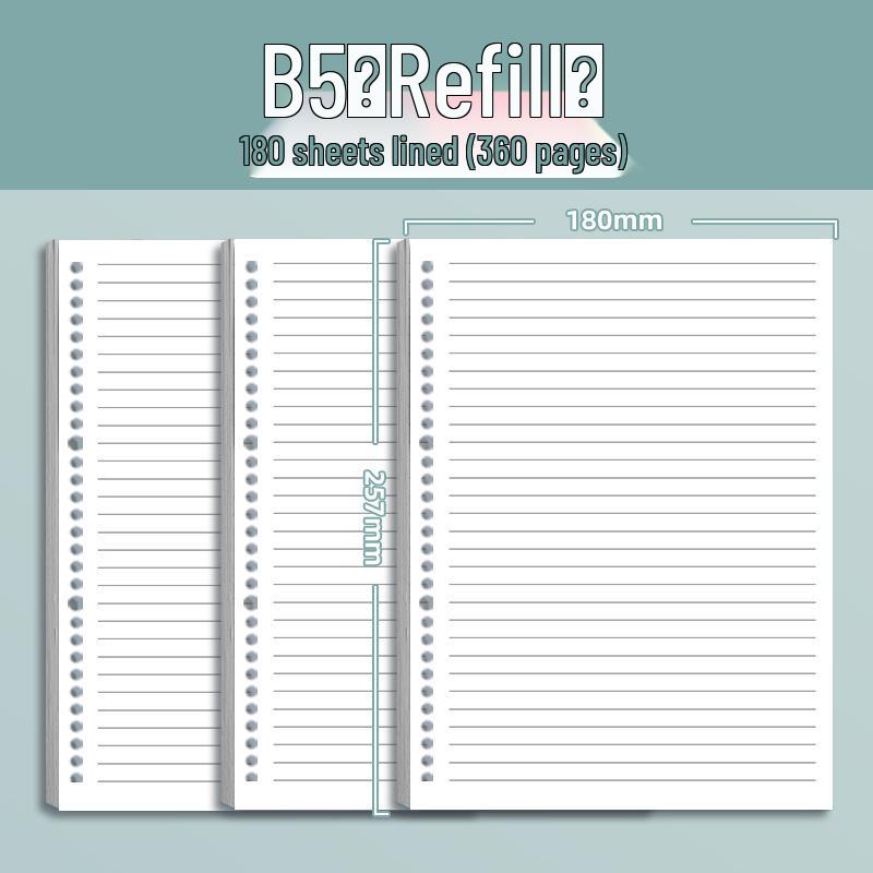 Extra Thick B5 Ring Binder Notebook with Loose-Leaf Refills - Comfortable for Hands, Perfect for Students