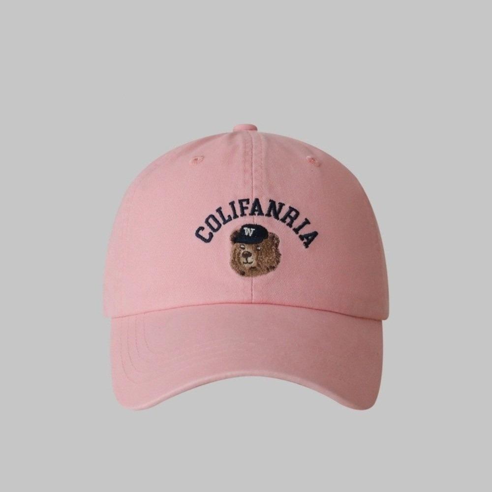 Solid Color Men Women Baseball Cap Korean Snapback Hat Casual Bear Embroidery Cap  Teenagers