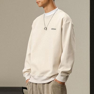 Autumn Japanese Retro Crew Neck Sweater Men'S Loose Large Size Bottoming Long-Sleeved Top Korean Version Trendy Clothes Trend