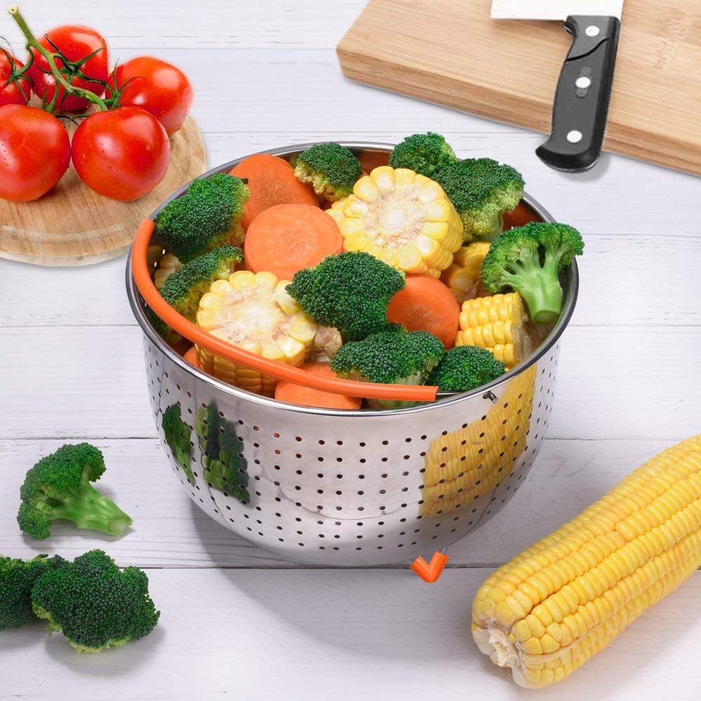 304 Roestvrij Staal Stoomboot Mand Instant Pot Accessoires Voor 3/6/8 Qt Instant Pot Snelkookpan Met Siliconen Bedekt Handvat