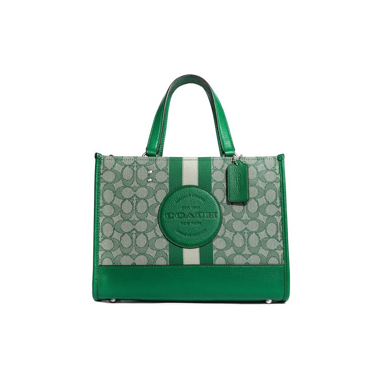

Coach Dempsey 30 Horizontal Signature Jacquard Pebble Leather Tote Bag Women Tote Silver Green C8448-SVEZ Basic Set (Bag+Dust Bag)