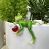 2 stk/sett Drikkende Frosk Figur Liggende Tegneserie Frosk Statue Resin Dyreskulptur Utendørs Hage Blomsterpotte Klemmer Ornament