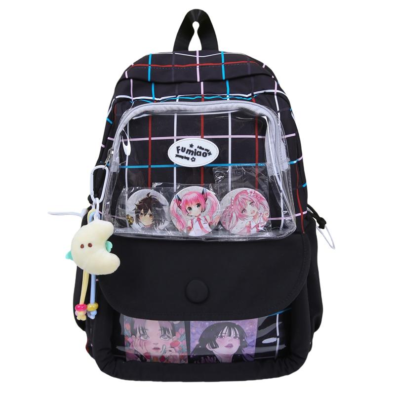 

High School Schoolbag College Style Plaid Backpack жовтий