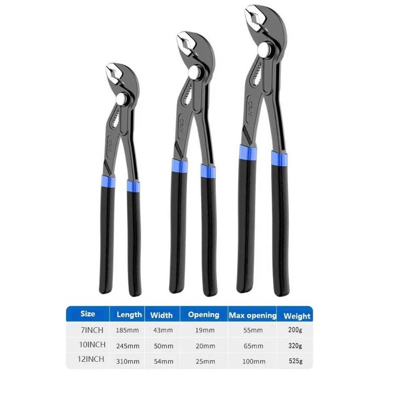 7/10/12 In Water Pump Pliers Adjustable Large Opening Plumbing Pliers Comfort Grip Quick-release Pipe Pliers Plumber