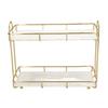 2 Tier Bathroom Shelf Countertop Standing Shelf with Partition Cosmetic Storage Rack Holder Gold Small 31x23cm