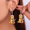 Cartoon Scarf Cat Print Acrylic Earrings for Women  Cute Squirrel Pine Cone Pendant Earrings Unique Jewelry Accessories
