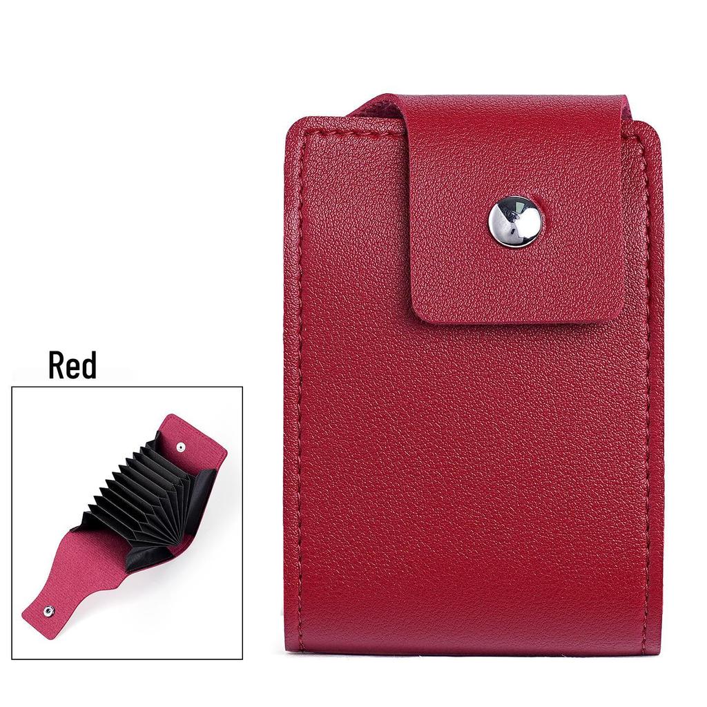 Stylish Multi-functional Cross-Grain Card Holder with Buckle for Coins and IDs