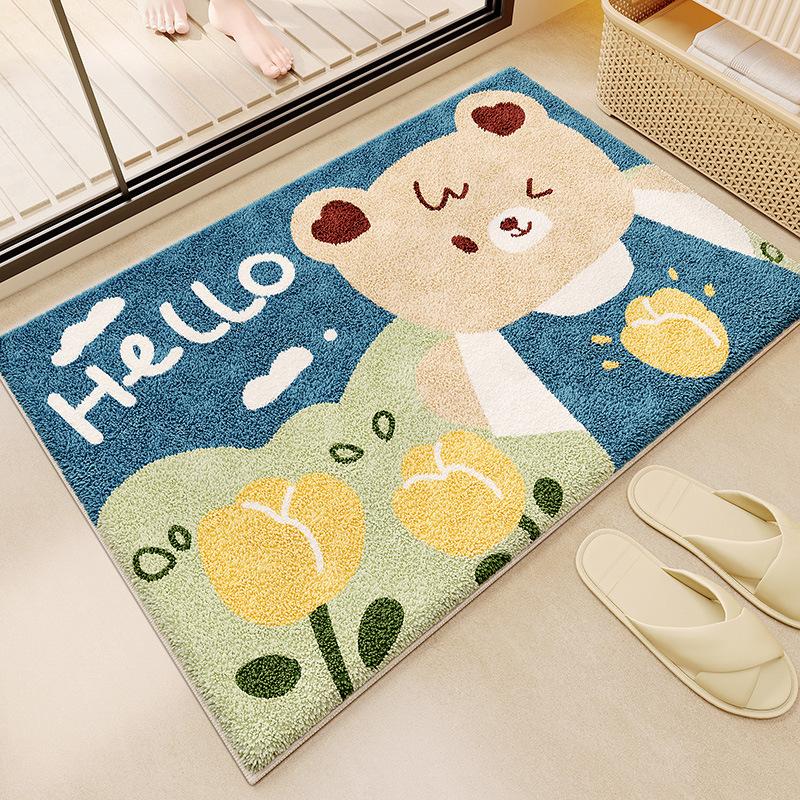Absorbent Monster Bathroom Floor Mat Bathroom Floor Mat Imitation Cashmere Door Mat Non-slip Mat Household Bedroom Carpet Door Mat
