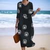 Women's Fashionable Printed Round Neck Seven Quarter Sleeve Loose Dress