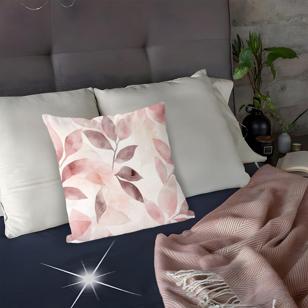 Tropical geometric watercolor floral pattern throw pillowcase, machine washable, suitable for sofas, beds, and other home décor.