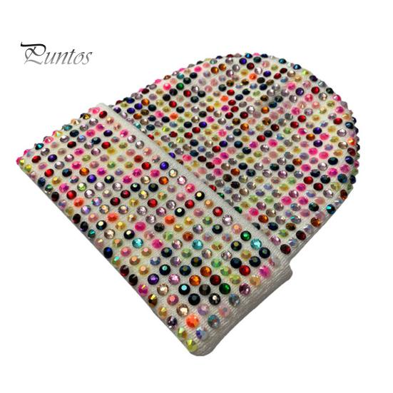 

Унисекс зимняя шапка со складчатыми полями, однотонная эластичная шапка со стразами, сохраняющая тепло, для взрослых, для холодной погоды, для улицы и повседневной жизни разноцветный