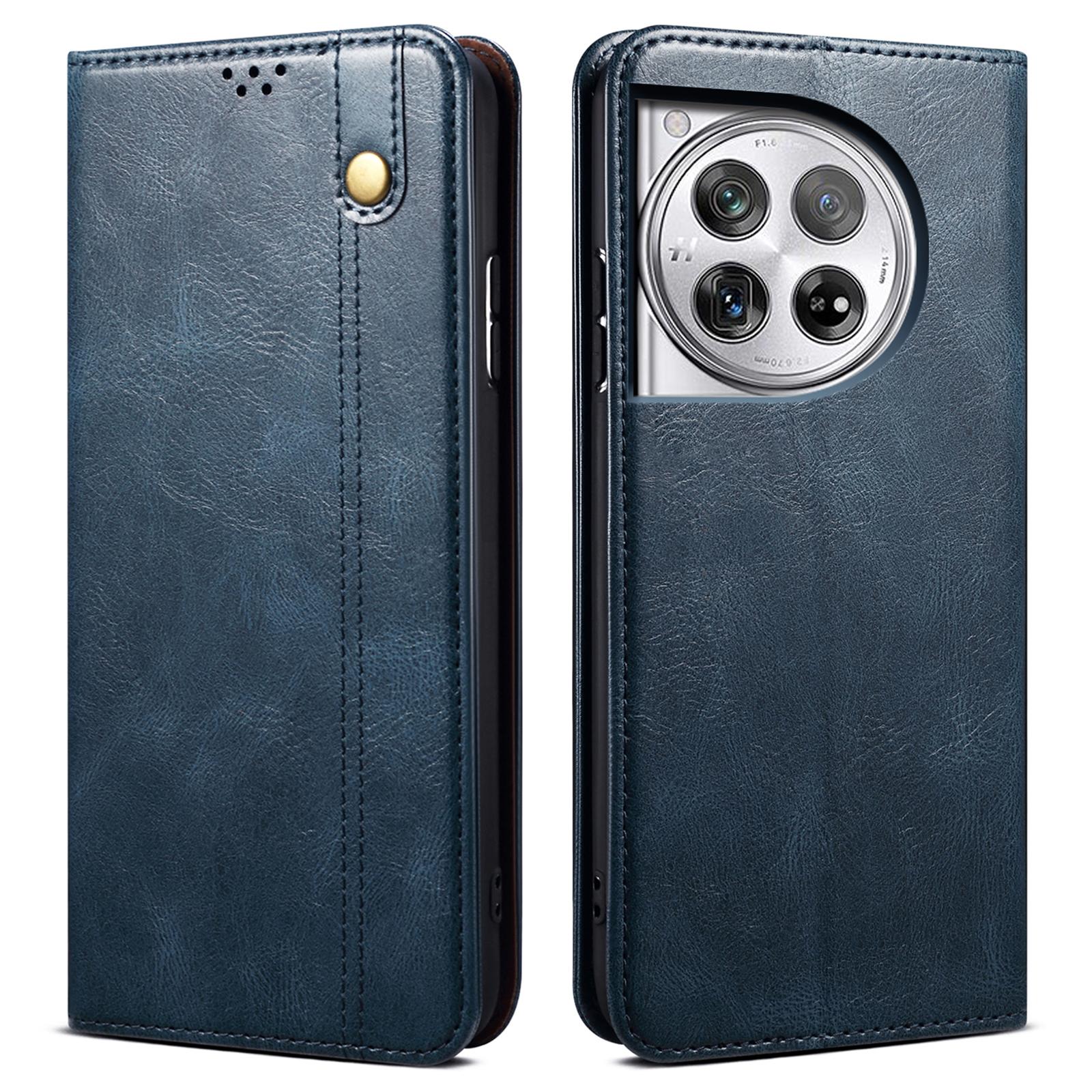 

For OnePlus Ace 3 5G/12R 5G Case Waxy Crazy Horse Texture PU Leather Cover Phone Wallet Blue