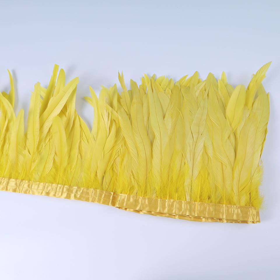 Rooster Feather Trims 2M Rooster Cock Tail Feather Fringes DIY Handicrafts for Clothes Ribbon Carnival Accessories