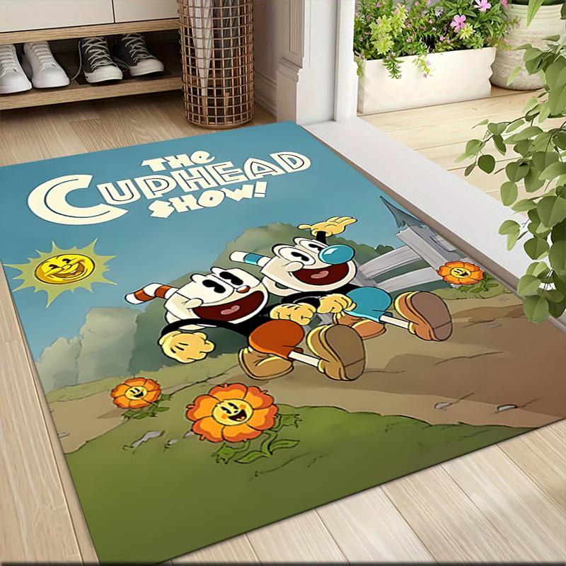 1 Stück Cuphead Mugman Abenteuer Teppich Teppich Anpassbar Weich Waschbar Rutschfest Zuhause Wohnzimmer Sofamatten Personalisierter Teppich 0917249