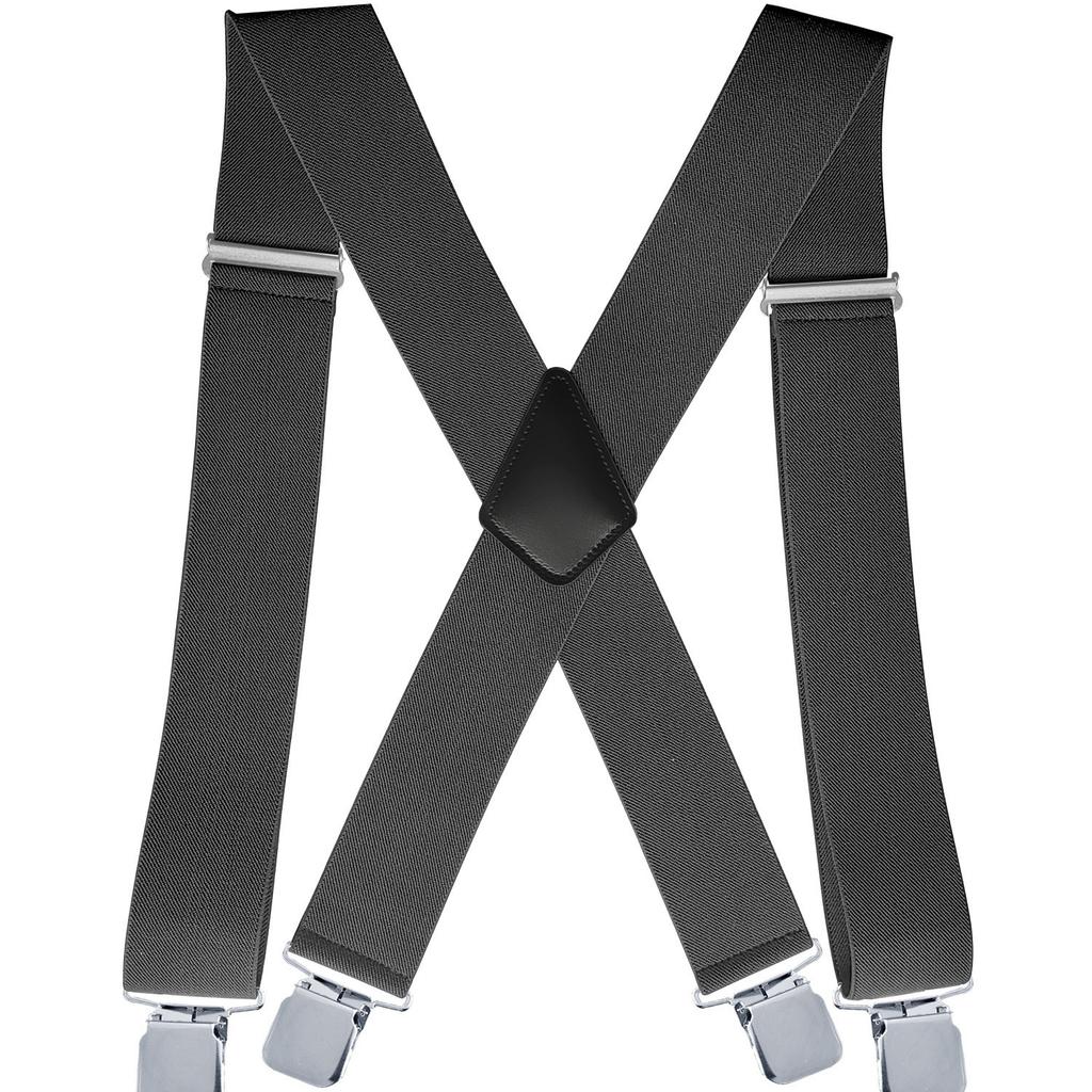 Doucharming Herren 5cm Elastische X-Form Verstellbare Hosenträger mit Metallclips