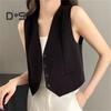 Damen Weste Top Ärmellose Anzugweste Einreihig V-Ausschnitt Weste Elegante Freizeitweste Jacke für Frühling Sommer