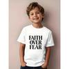 European sizes A Inspirational T-Shirt for Boys That Emphasizes Faith Over Fear - Navy Blue Short-Sleeve Round Neck Casual Summer Top