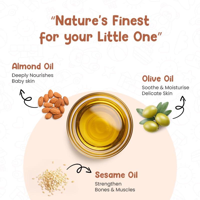 Mother Sparsh Nourishing Baby Massage Oil -100ml | With Almond & Avocado Oil | Non Sticky & Moisturizing Baby Oil for New Born