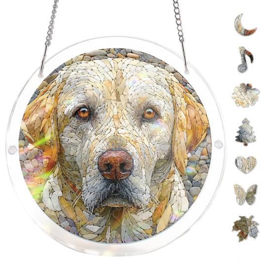 Acrylic Puzzle Suncatcher, Stained Glass Window Hanging Ornament with Double-side UV Printed Design, Colorful DIY Jigsaw Puzzle Suncatcher