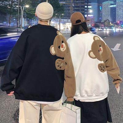 Paar Sweatshirt Cartoon Bär Runde Casual Lose Kragen Lange Ärmel Übergroße Weiche Warme Männer Frauen Sport Top