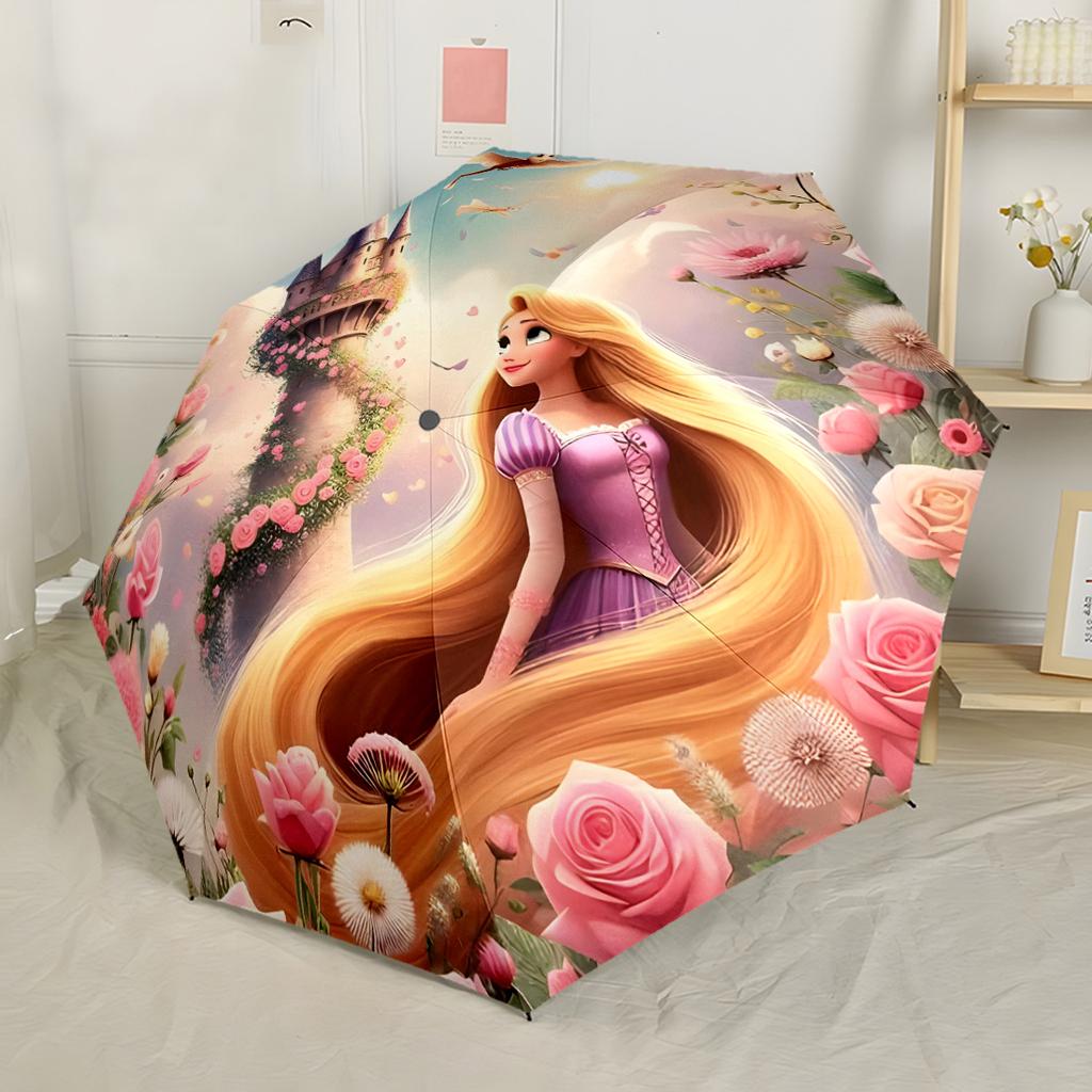 Rapunzel Compact Travel Automatic Umbrella with 8-Rib Lightweight Durable Everyday Carry Umbrella Vibrant Pattern Umbrella