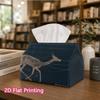 1pc, 2D Flat Printing, Tissue Box Happy Deer Line Gift Card Pattern Printed Tissue Box, Durable Decorative Storage Box for Kitchen And Living Room, Di