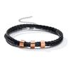 Vnox Free Personalize Family Name Bracelets for Men Layered Leather With Beads Charm Bracelet Couple Anniversary Gift to DAD Son