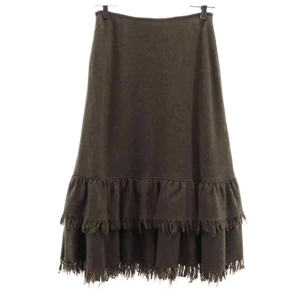 MAX MARA WEEK END LINE Virgin Wool Brand Knee Length Skirt 36 Brown Women Used