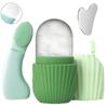 3-in-1 Facial Care Tool Kit, Ice Roller Mold, Silicone Cleansing Brush & Stainless Steel Gua Sha Set for Skin Depuffing & Cleansing