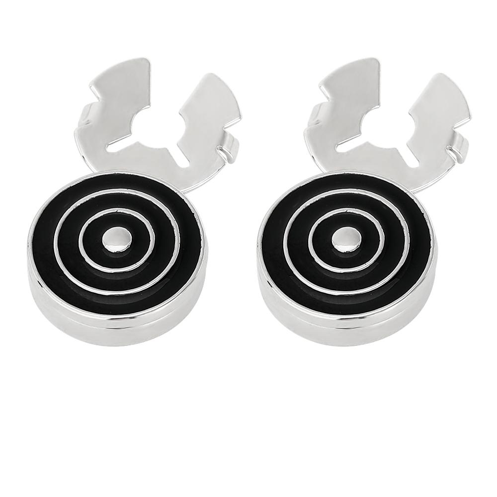 2Pcs Black Blue Red Colors Circular Target Design Button Cover Clasp Mens Round Shield Pattern Cufflinks