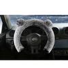 Plush Winter Steering Wheel Cover Set - Faux Fur Handbrake & Gear Knob Covers for Warm Driving