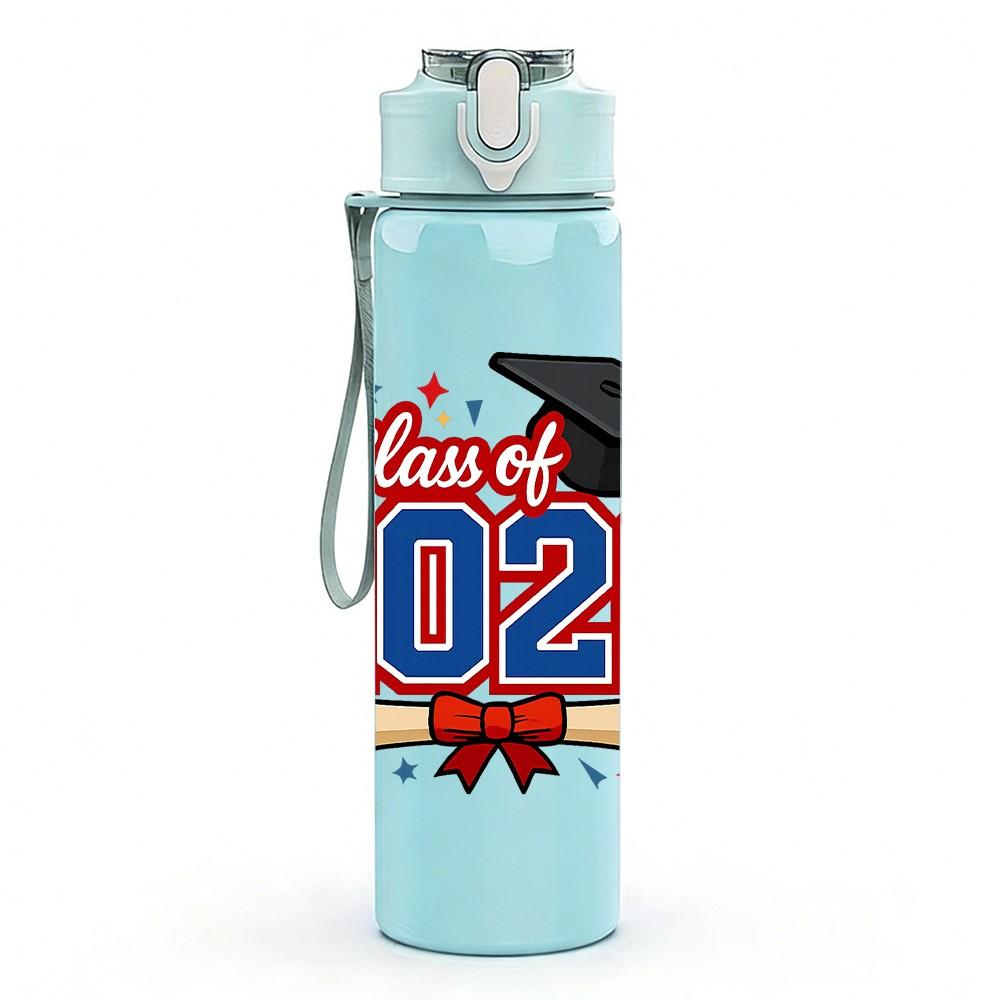 1PC Class Of 2026 Grad Badge Art 750ml Color Plastic Sports Water Bottle Leakproof Flip Straw Lid Suitable for Sports Office Home Use