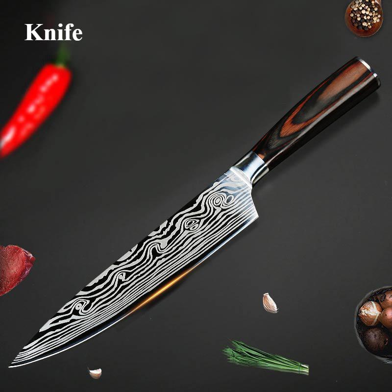 Cuțit de tăiat fructe ascuțit Cuțit de bucătărie Cuțit de bucătar de 8 inci Cuțit de bucătar japonez Cuțit de sculptat din oțel Damasc pentru uz casnic