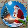 Vintage Weihnachtsmann-Blechschild, rund, aus Metall, Wanddekoration aus Aluminium, Weihnachtsdeko