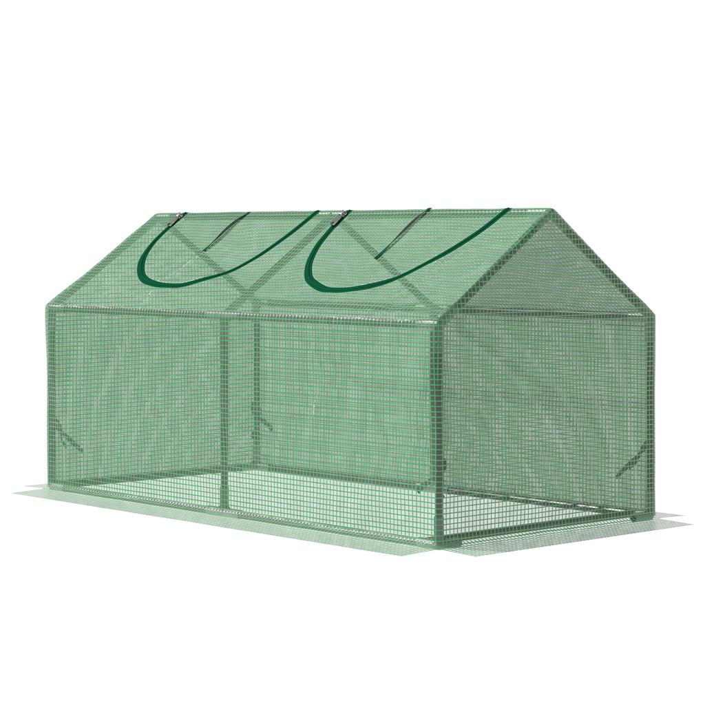 Mini Kas, Kleine Plantenkweekkas voor Buiten met Duurzame PE Afdekking, Observatievensters, 120 x 60 x 60 cm, Groen
