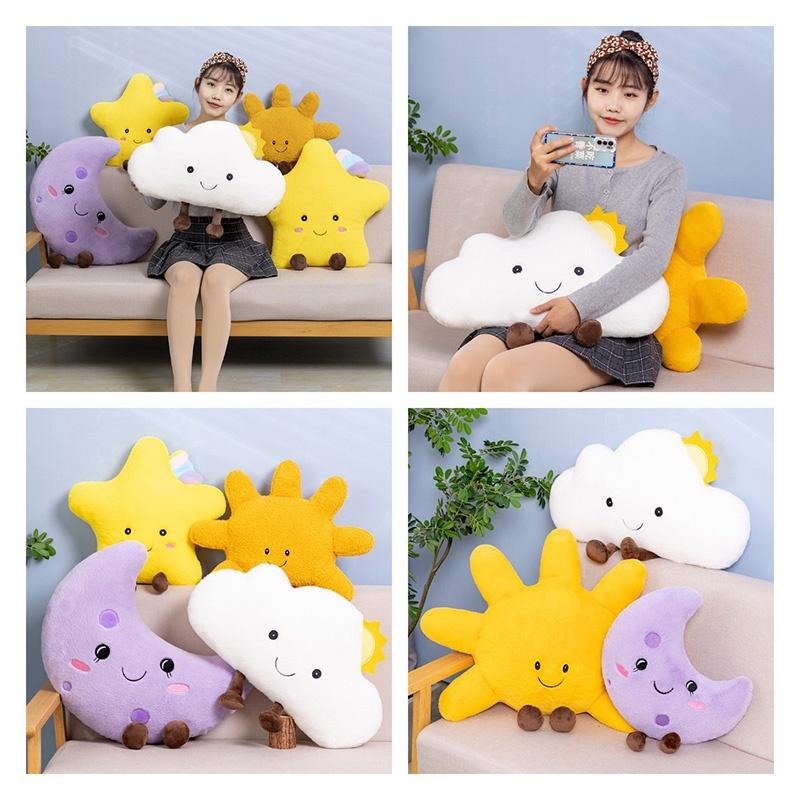 Cute Starry Sky Series Plush Toy Cushions With Soft Fluffy Clouds And Stars