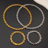 European Style 18K Gold Titanium Steel Square Link Necklace & Bracelet Set