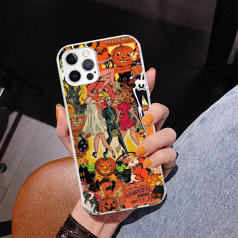 

Halloween Fall Art Witch Cat Phone Case For iPhone 17 Air 16 Pro Max 16E 15 + 14 Plus 11 12 13 Mini 7 8 SE Gift Print Cover Fund iPhone 14