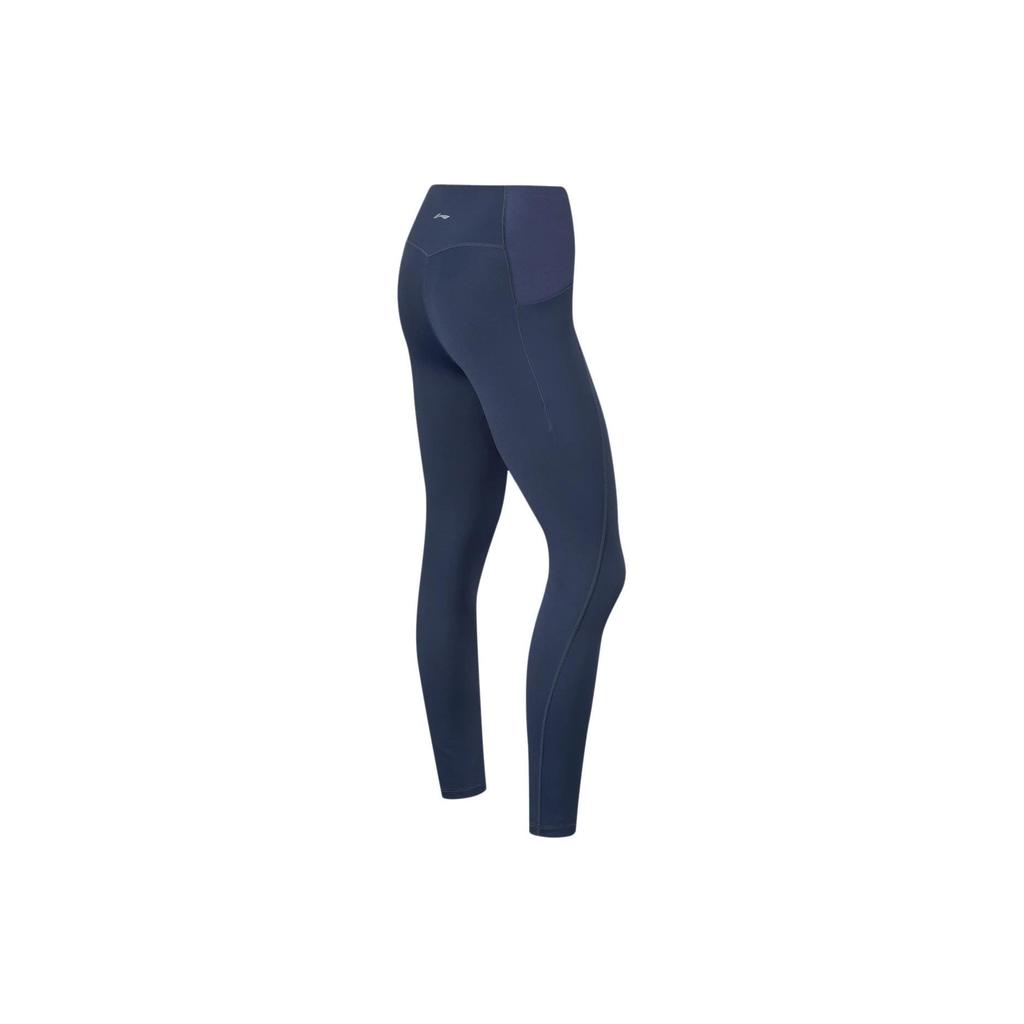 Li-Ning Solide High Waist Tight Fitness Leggings Damen Leggings Tiefmarineblau AULU020-4